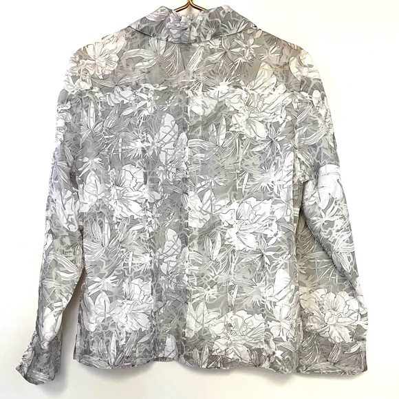 Chico's Lightweight Blazer Jacket Floral Gray 3-Button Front Lining Size… - Picture 7 of 11